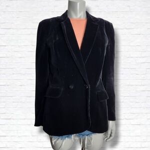 Vintage Yuki Black Velvet 2 Button Double Breast Blazer Size Vintage 12